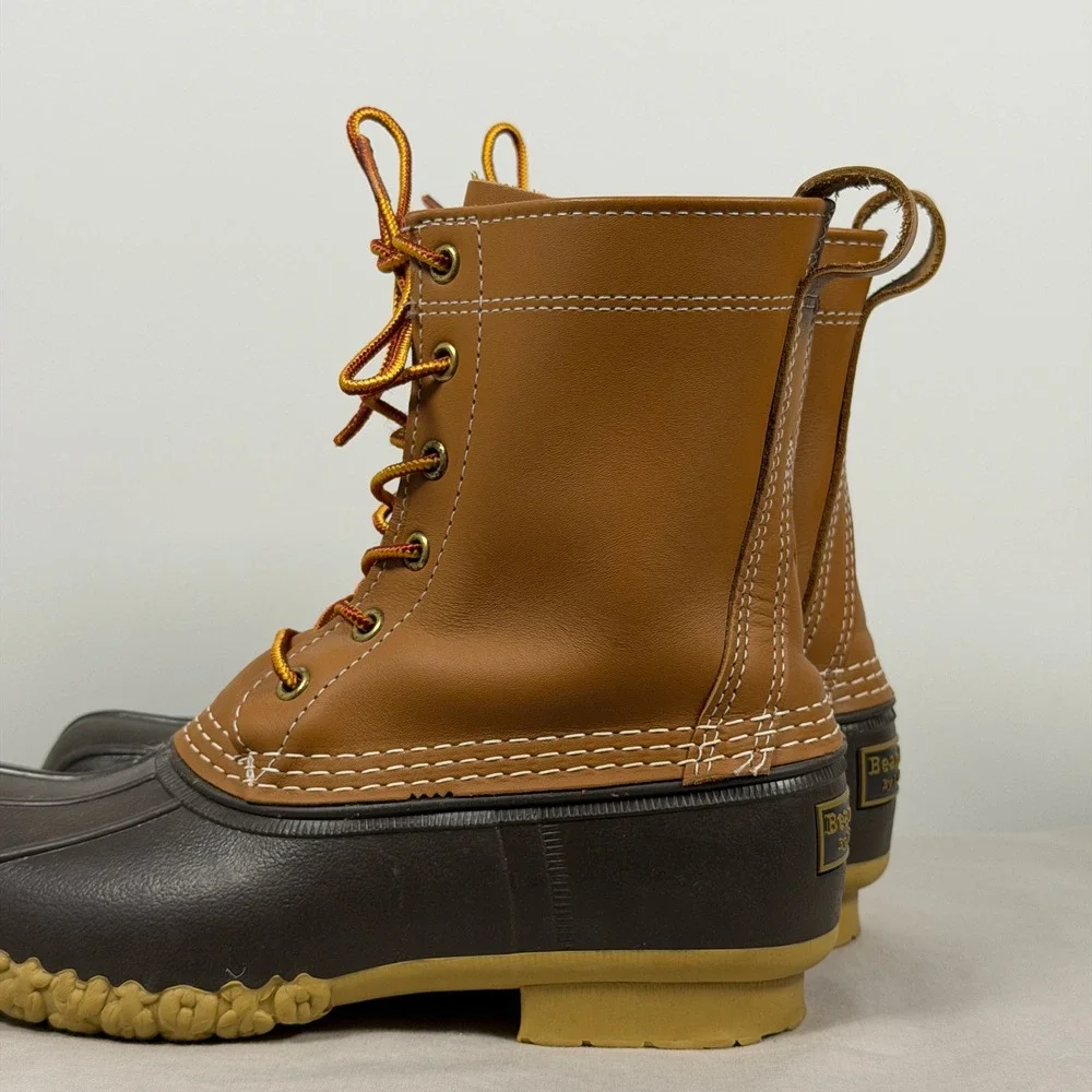 L.L. Bean Kids Size 4M Bean Boots 8-inch Duck Boots Tan Brown Made in USA 229685